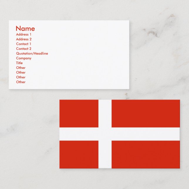 Tarjeta De Visita ¡personalizar, Dannebrog! (Anverso / Reverso)