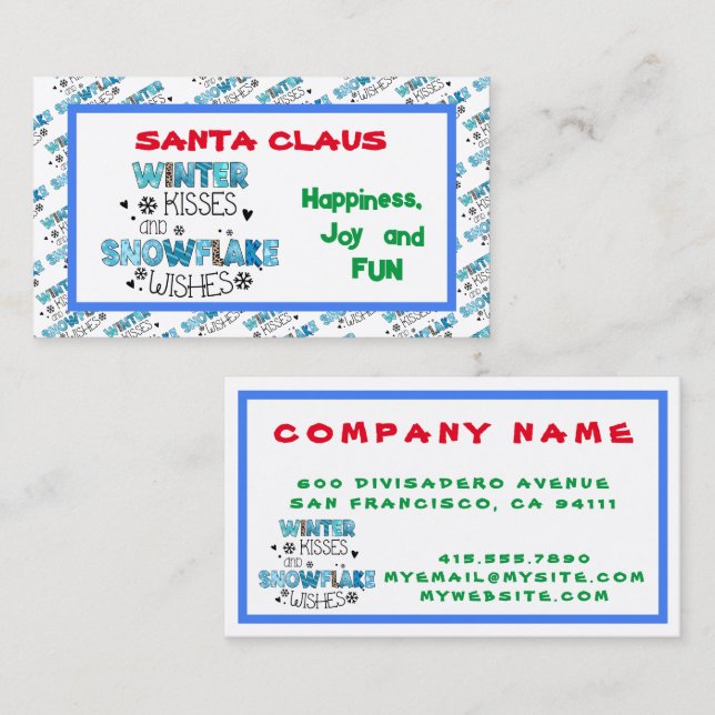 Tarjeta De Visita Personalizar de besos de invierno (Anverso / Reverso)