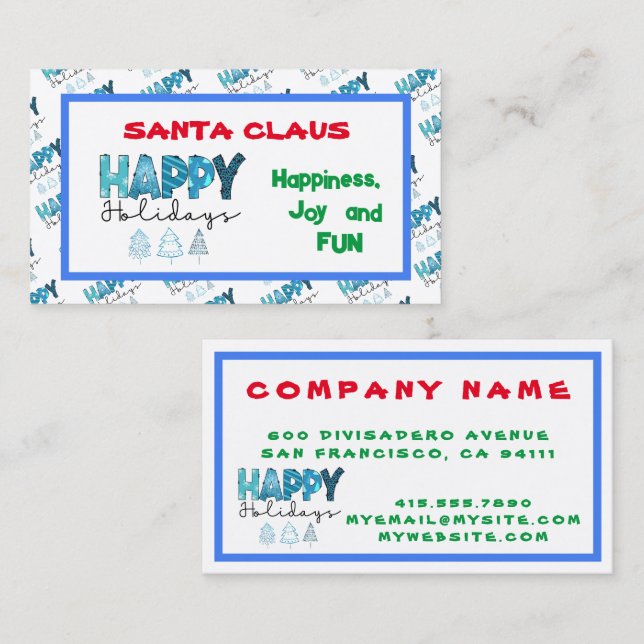Tarjeta De Visita Personalizar de Felices Fiestas (Anverso / Reverso)