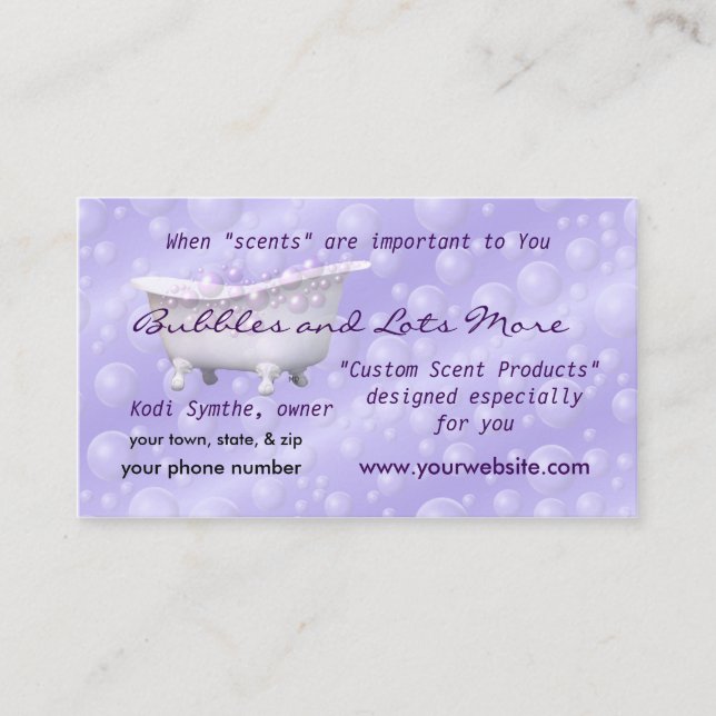 Tarjeta De Visita Personalizar de las burbujas del servicio del (Anverso)