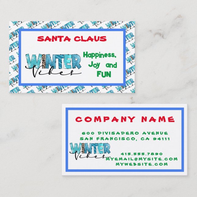 Tarjeta De Visita Personalizar de Winter Vibes (Anverso / Reverso)