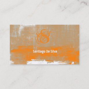 Tarjeta De Visita Personalizar estilo abstracto naranja blanco gris 