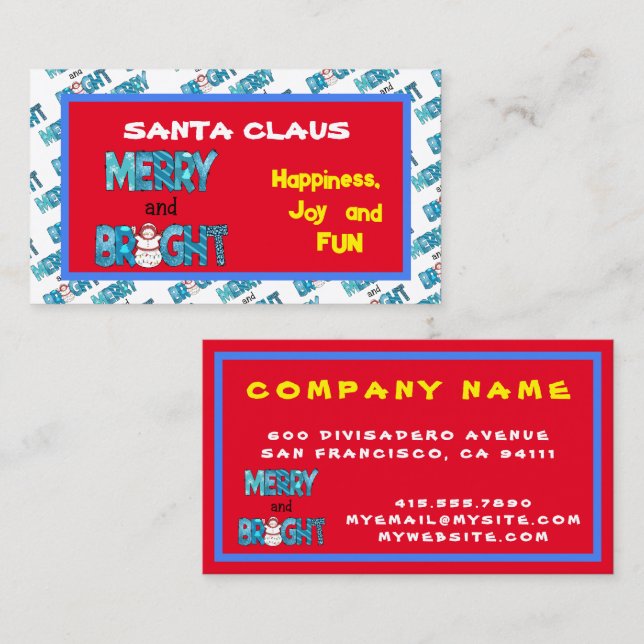 Tarjeta De Visita Personalizar Feliz Y Brillante (Anverso / Reverso)