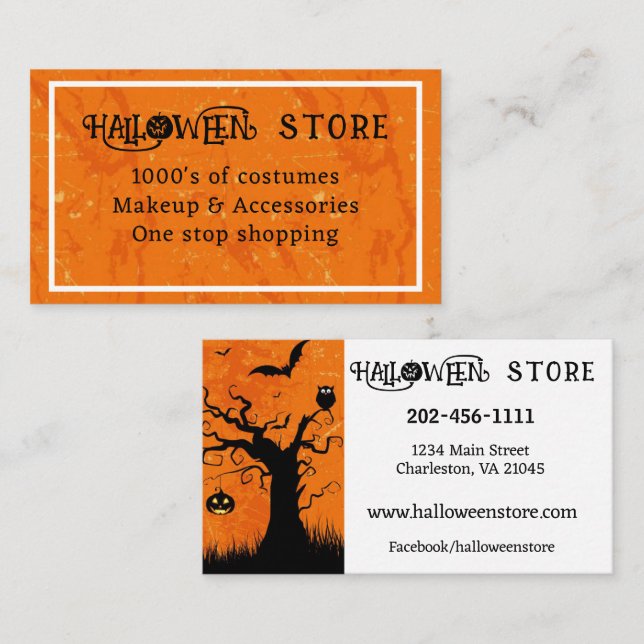 Tarjeta De Visita Personalizar la tienda de disfraces de Halloween (Anverso / Reverso)