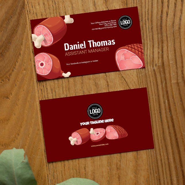 Tarjeta De Visita Personalizar negocio | Tienda de carniceros (Subido por el creador)