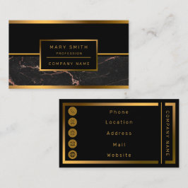 Tarjeta De Visita Personalizar negro rosa de mármol de moda de lujo