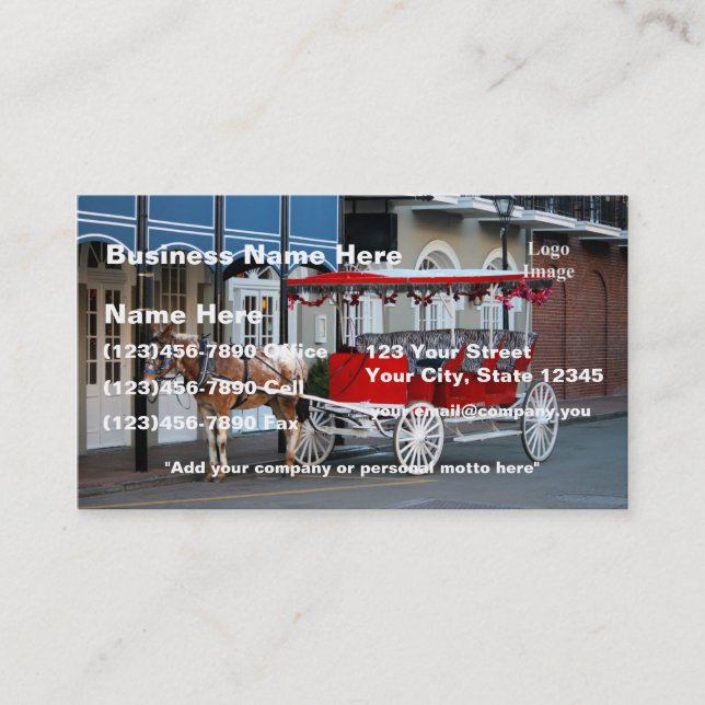 Tarjeta De Visita (Personalizar) paseo del carro de New Orleans (Anverso)