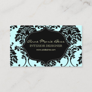 Tarjeta De Visita Personalizar su fondo, Damasco blanco y negro