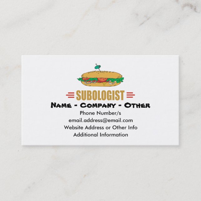 Tarjeta De Visita Personalizar subsándwiches (Anverso)