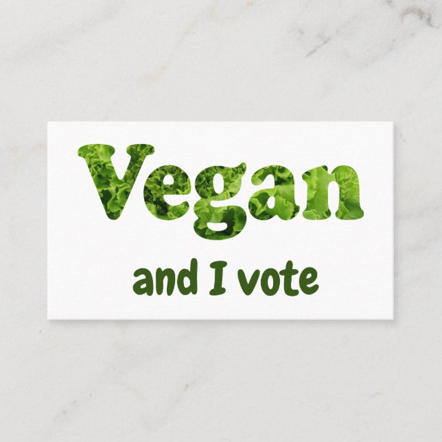 Tarjeta De Visita Personalizar Vegan Activista Voter (Anverso)