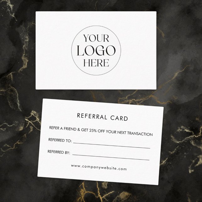 Tarjeta De Visita Personalized Business Logo Simple Referral Card (Front and Back)