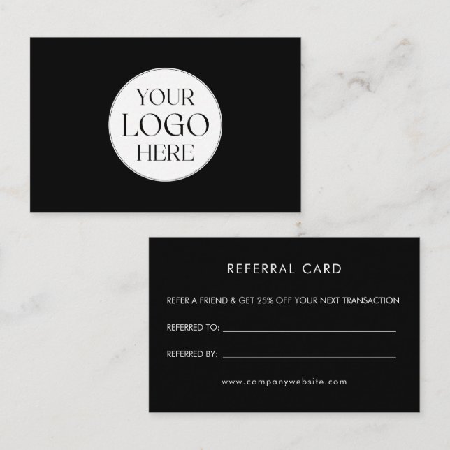 Tarjeta De Visita Personalized Business Logo Simple Referral Card (Anverso / Reverso)
