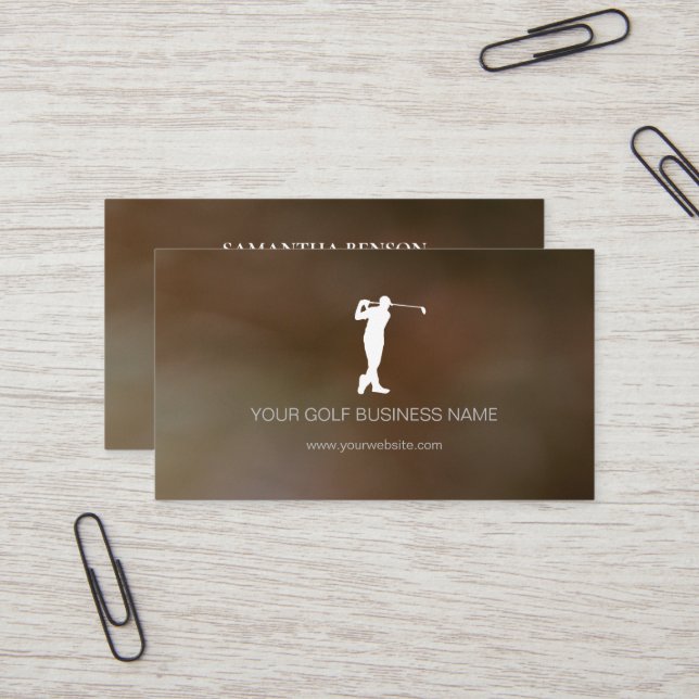 Tarjeta De Visita Personalized Modern Black Professional Golf (Anverso/Reverso In Situ)