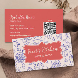Tarjeta De Visita Personalized Name Cute Hand Drawn Food QR Code