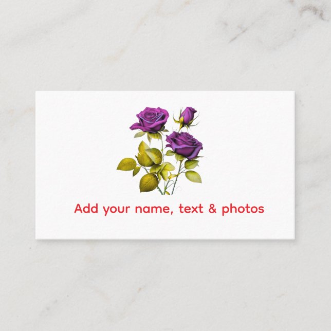 Tarjeta De Visita Personalized Purple Rose Business Card | Add Your (Anverso)