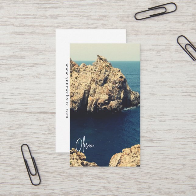 Tarjeta De Visita personalized rocky shore line beach side - typo (Anverso/Reverso In Situ)