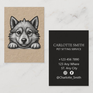Tarjeta De Visita Personalized Veterinarian Husky Sketch