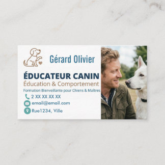 Tarjeta De Visita Personnalisable Pour Éducateur Canin Avec Photo