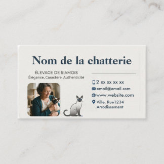 Tarjeta De Visita Personnalisée Luxe Photo Élevage de Siamois