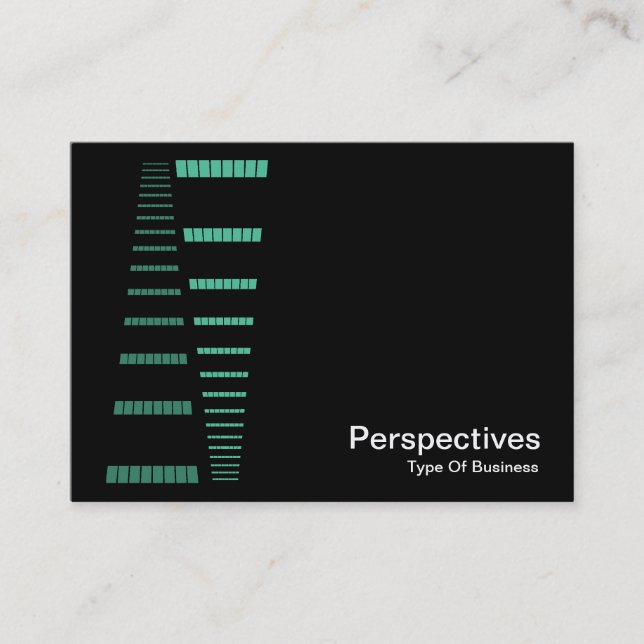 Tarjeta De Visita Perspectivas - Turquesa y Blanco sobre Negro (Anverso)