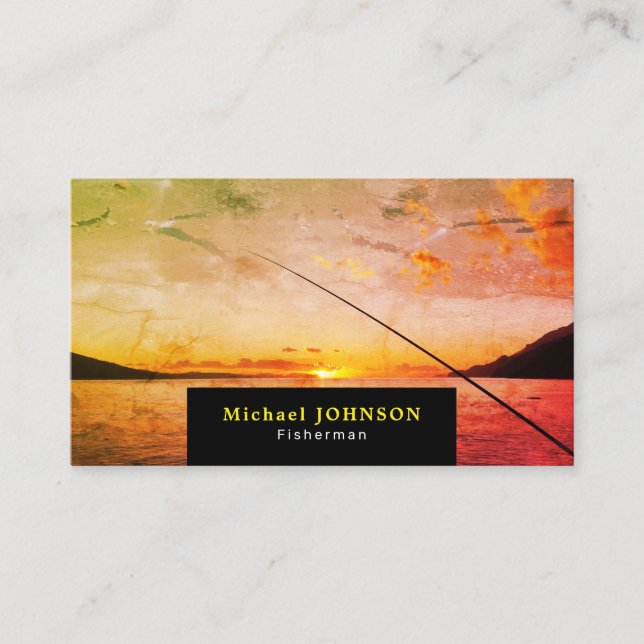 Tarjeta De Visita Pesca al amanecer, pescador, pescadería (Anverso)