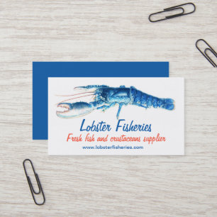 Tarjeta De Visita Pesca de langosta azul/tarjeta de negocios de pesc