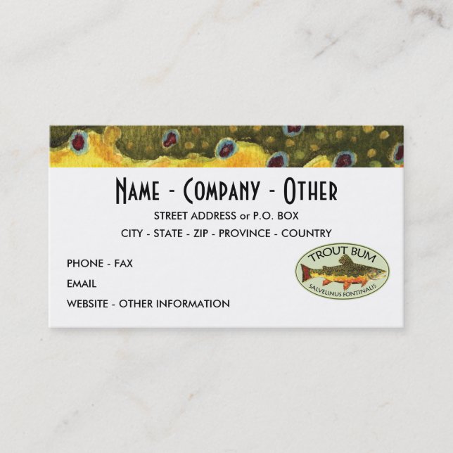 Tarjeta De Visita Pesca de trucha humorística (Anverso)