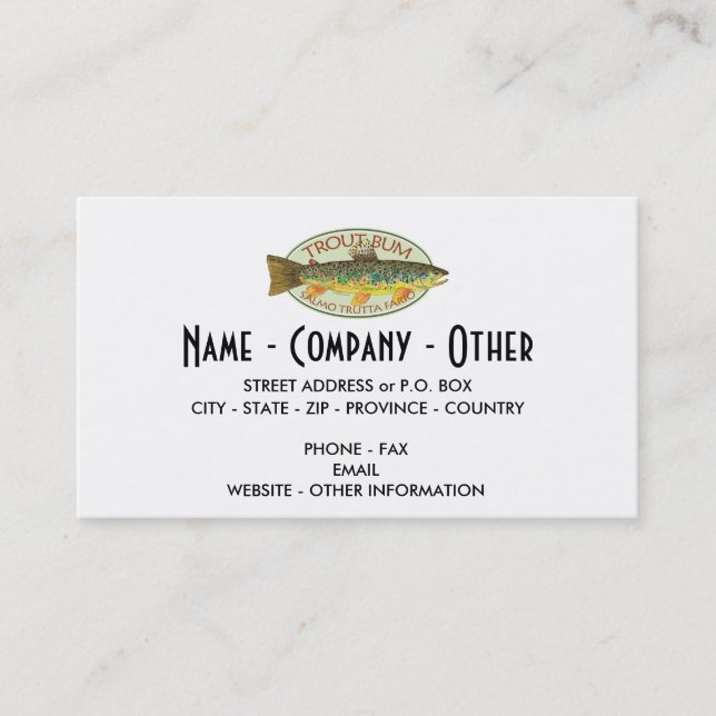Tarjeta De Visita Pesca de Trucha Personalizada (Anverso)