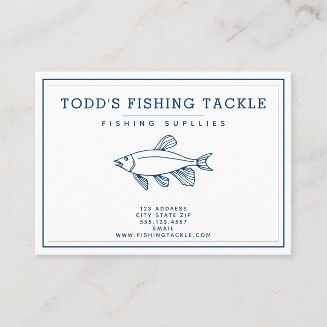 Tarjeta De Visita Pescado azul índigo elegante - Náutico / Pesca (Anverso)