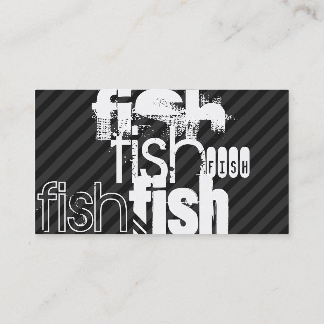 Tarjeta De Visita Pescado; franjas grises negras y oscuras (Reverso)