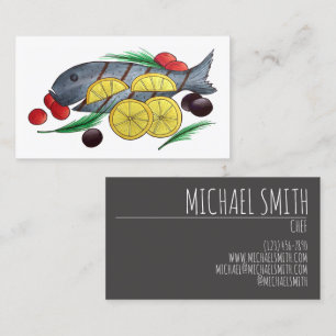 Tarjeta De Visita Pescado fresco a la parrilla Mariscos Mediterráneo