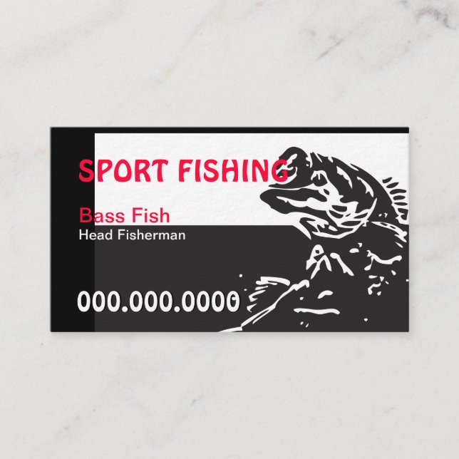Tarjeta De Visita Pescado/Pesca de ganado vacuno (negro/rojo/blanco) (Anverso)