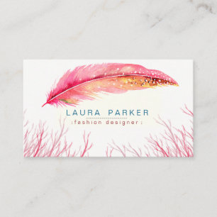 Tarjeta De Visita Pescado rosa acuarela Boho Girly Moda Bohemias