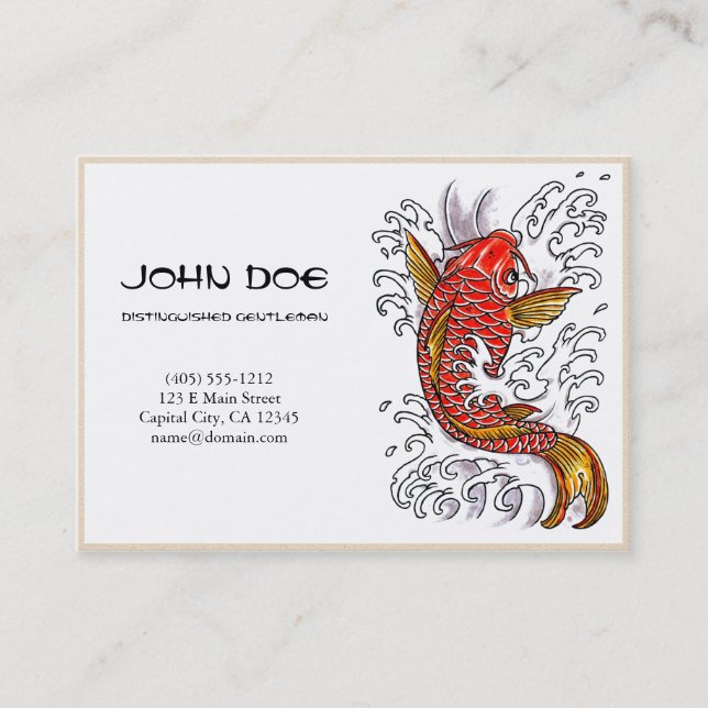 Tarjeta De Visita Pescados afortunados del koi de la tinta roja (Anverso)