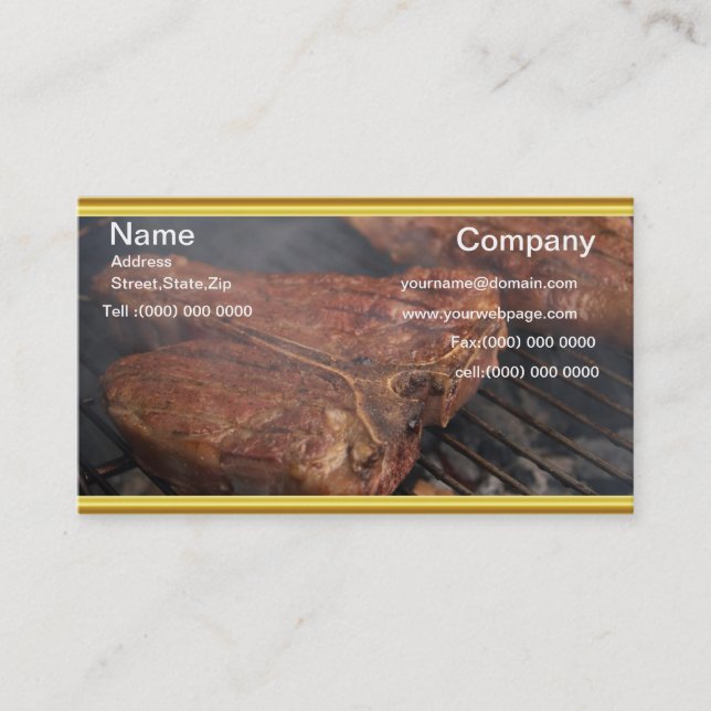 Tarjeta De Visita Pescados de barbacoa en la parrilla con humo (Anverso)