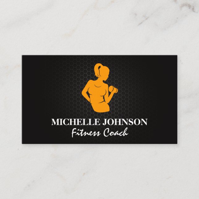 Tarjeta De Visita Peso de curvatura de la mujer | Metalizado de carb (Anverso)