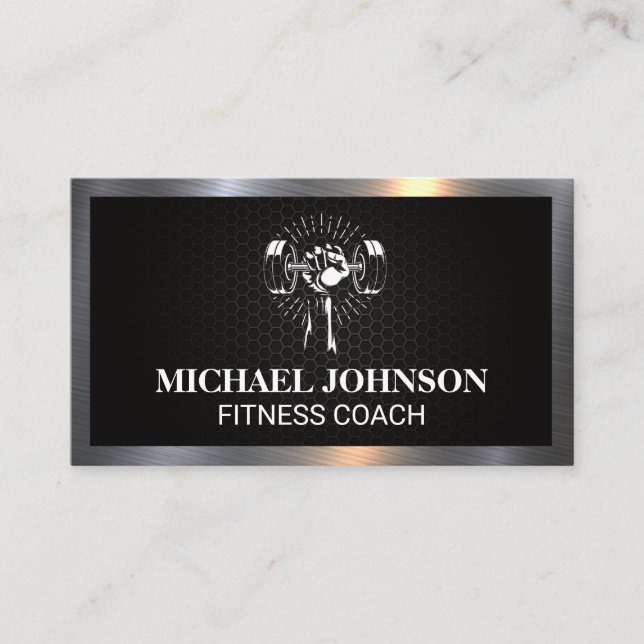 Tarjeta De Visita Peso de elevación | Gimnasio | Borde metalizado (Anverso)