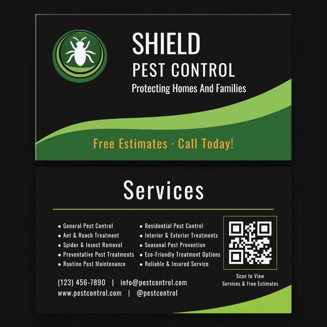 Tarjeta De Visita Pest Control Service QR Code Professional (Subido por el creador)