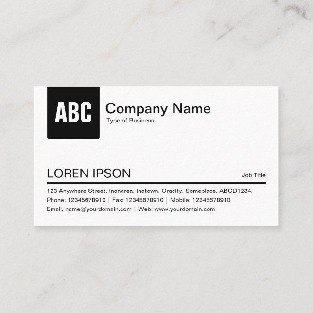 Tarjeta De Visita Pestaña de color - Negro (Anverso)
