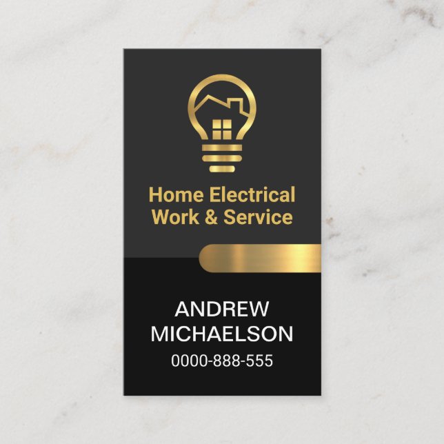 Tarjeta De Visita Pestaña de oro de capas negras grises de moda eléc (Anverso)