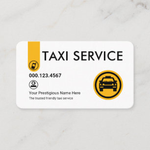 Tarjeta De Visita Pestaña de Taxi Amarillo con Estilo Minimalista