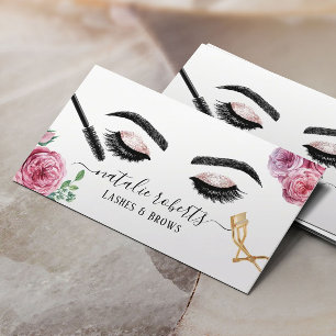 Tarjeta De Visita Pestaña floral elegante del artista de maquillaje