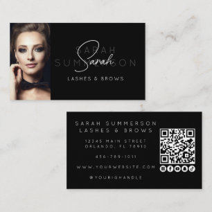 Tarjeta De Visita Pestañas Cejas Maquillaje Código QR Foto