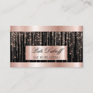 Tarjeta De Visita Pestañas & Cejas Microblading Brillo Rosa y Plata