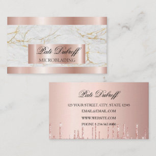 Tarjeta De Visita Pestañas & Cejas Microblading Brillo Rosa y Plata