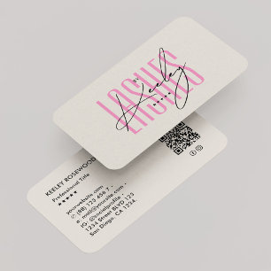 Tarjeta De Visita Pestañas de arena beige rosa estética Tech Belleza