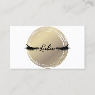Tarjeta De Visita Pestañas de lujo doradas y blancas con glamour mod