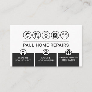 Tarjeta De Visita Pestañas de reparaciones domésticas del hombre gri