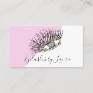 Tarjeta De Visita Pestañas Dibujadas a Mano Ojo Rosa Salón