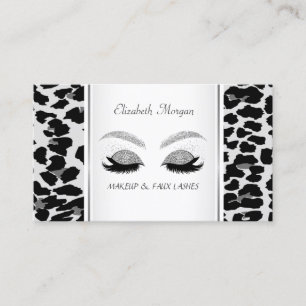 Tarjeta De Visita Pestañas elegantes con estampado de leopardo y bri